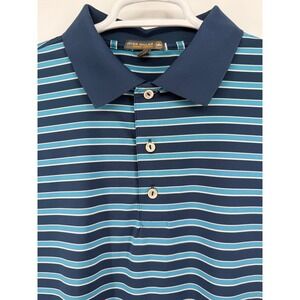 Peter Millar Summer Comfort XL Striped Golf Polo Shirt Blue Menswear Short Sleev